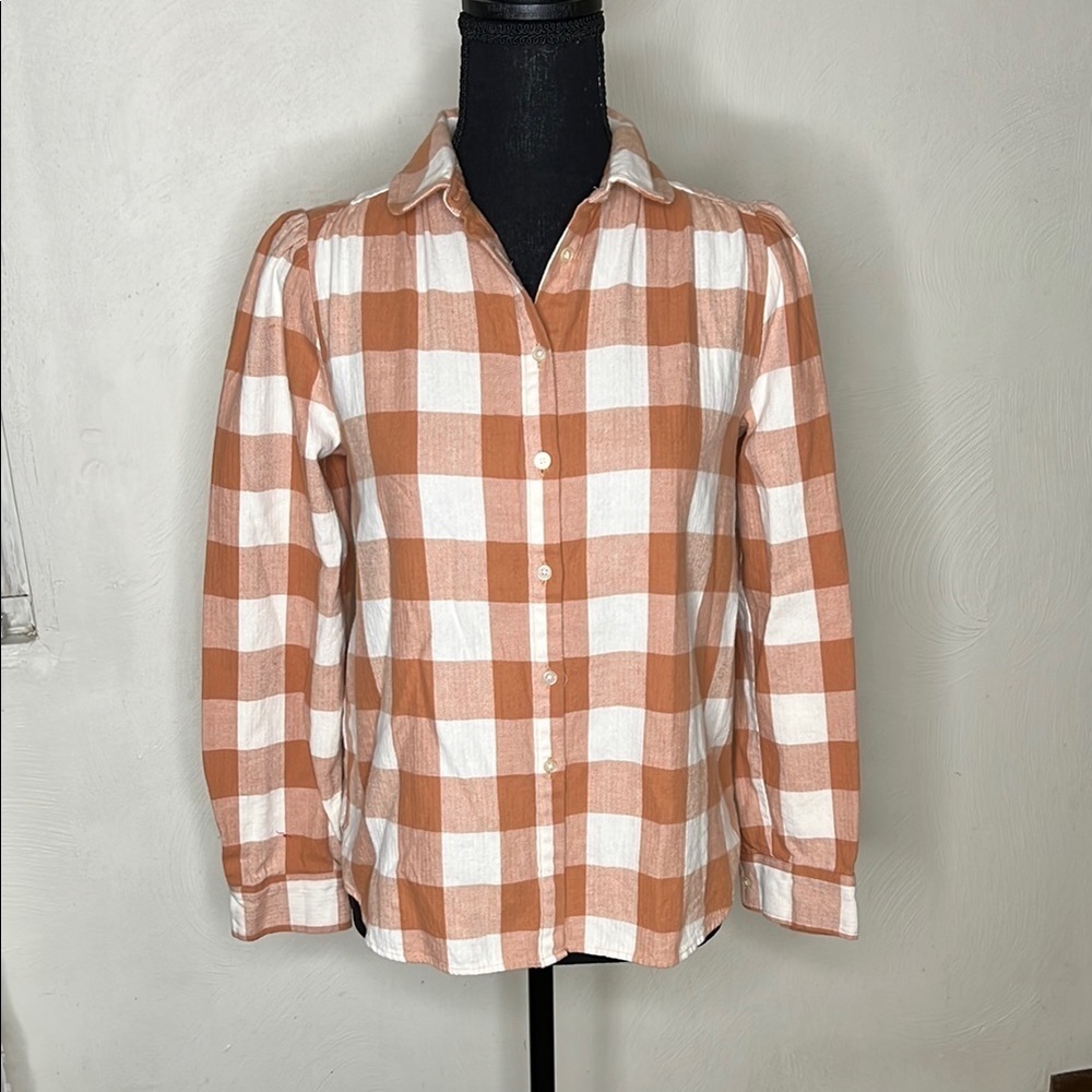 Loft Plaid Checkered Button Down Top Size XS